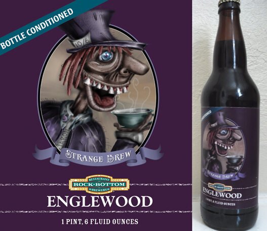 Strange Brew Mad Hatter Ale label, licensed illustration by Jaron Phillips