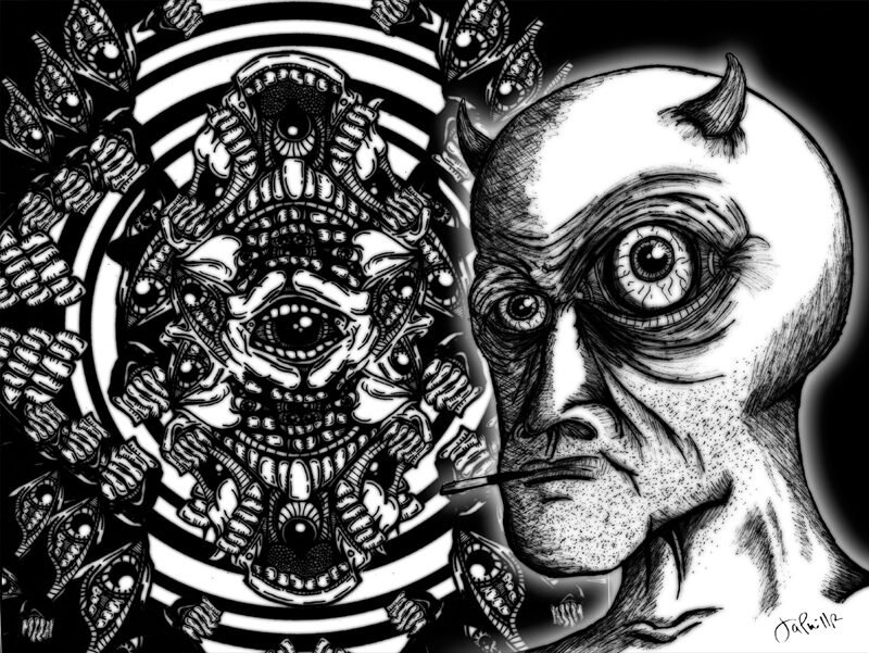 Mind Work, chaotic digital painting representing a busy mind